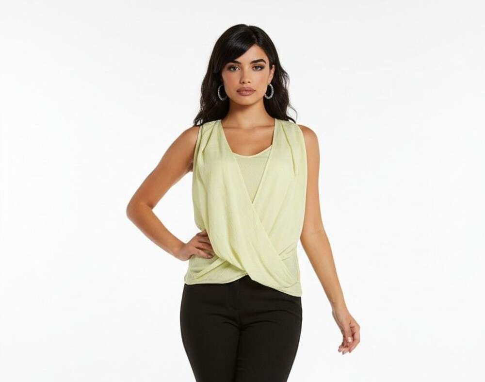 Zara Knotted Draped Sleeveless Top in Yellow Sz. S